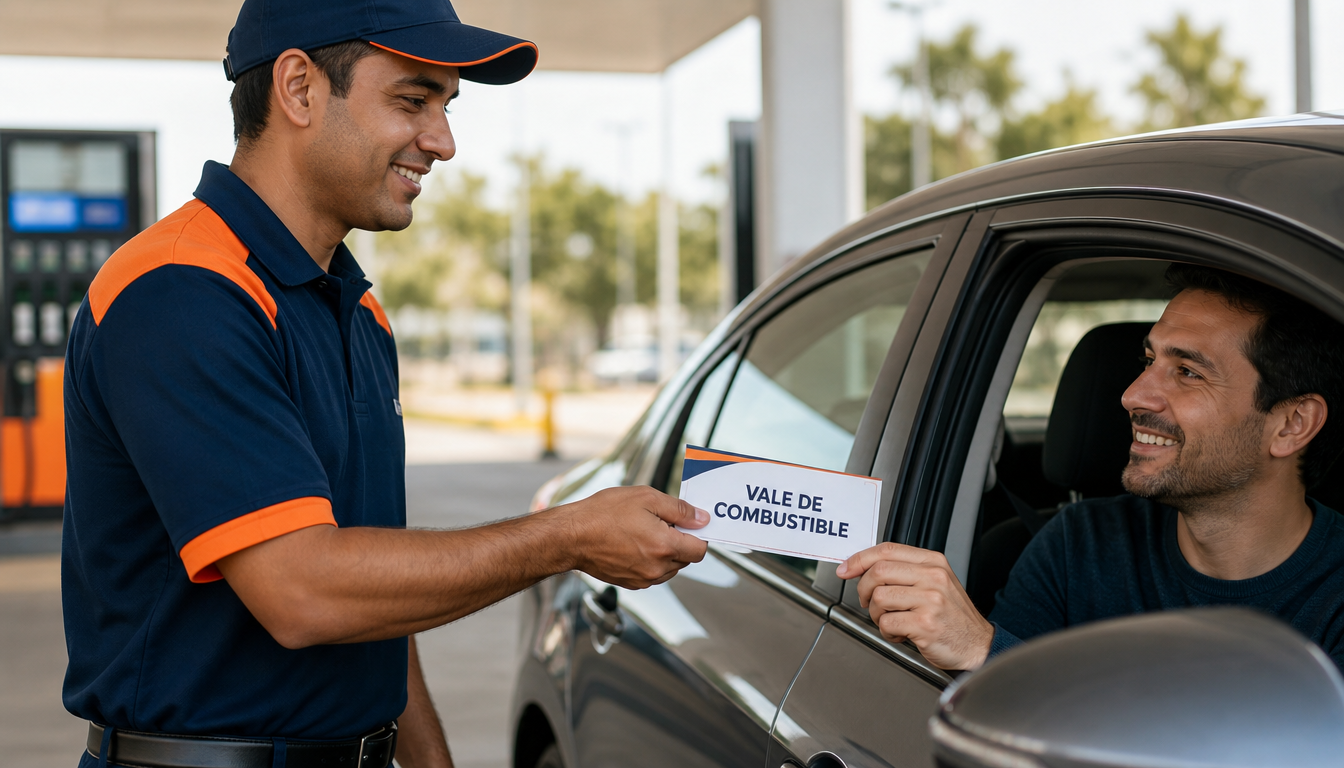 Entrega de vale de combustible en estación de servicio
